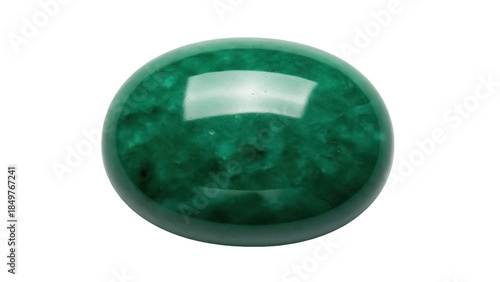 Vászonkép Isolated green oval cabochon gemstone, natural jade stone for jewelry and orname
