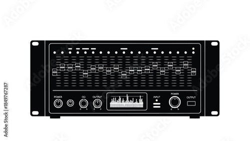 Flat design audio equipment amplifier isolated on white background