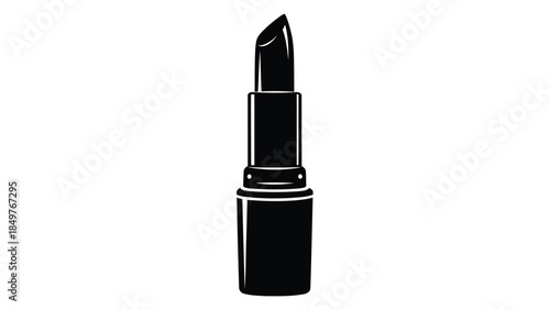 Black lipstick tube silhouette flat design makeup isolated on white background
