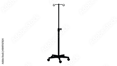 Black IV pole medical equipment silhouette isolated on white background