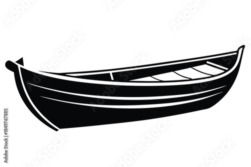 rowboat silhouette line art vector illustration