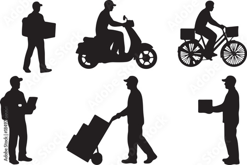 delivary men icon black and white