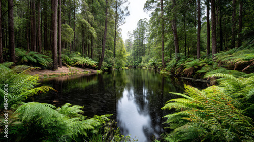 Beautiful forest background for screensaver. with sunbeams. Calm close-up of fairytale forest and nature landscape, panorama. Summer vacation, holiday, amazing nature.