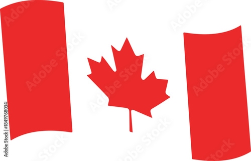 Abstract waving canada flag silhouette in flat vector style