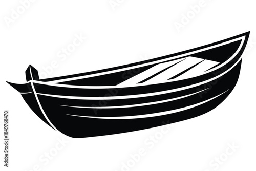 rowboat silhouette line art vector illustration