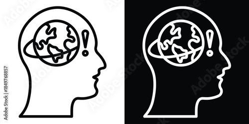 Discovery line and glyph icon style on white and black background