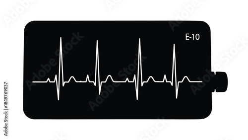 Minimalist flat vector ECG heart rate monitor icon symbol isolated on white background