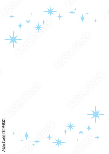 水色のキラキラ光る星のフレーム