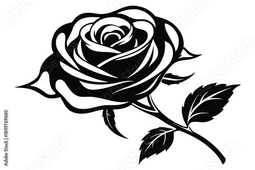 rose silhouette line art vector illustration