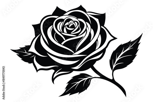 rose silhouette line art vector illustration