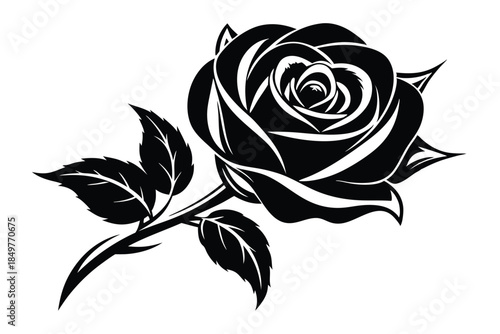 rose silhouette line art vector illustration