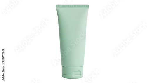 Isolated light green cosmetic tube for cream or gel; product shot for beauty and skincare