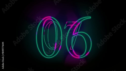 Glowing New Year Countdown Timer 10 to 0 Seconds Alpha Channel