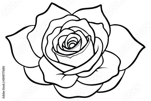 rose silhouette line art vector illustration