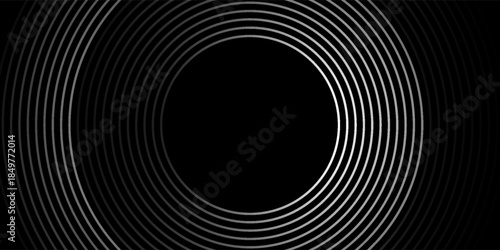 3D silver lines techno abstract background overlap layer on dark space with circles effect decoration. Modern graphic design element stripes style concept for web banner, flyer, card or brochure cover