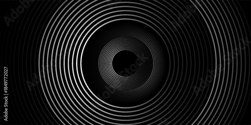3D silver lines techno abstract background overlap layer on dark space with circles effect decoration. Modern graphic design element stripes style concept for web banner, flyer, card or brochure cover