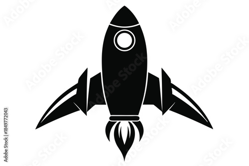 rocket silhouette line art vector illustration