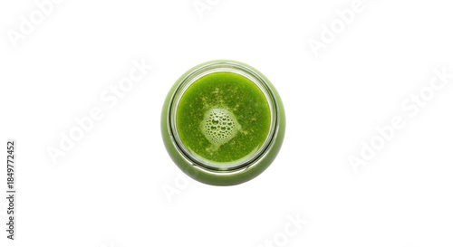 Top View of Fresh Green Juice in Glass.