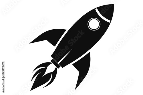 rocket silhouette line art vector illustration
