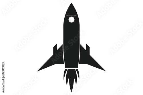 rocket silhouette line art vector illustration