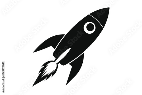 rocket silhouette line art vector illustration
