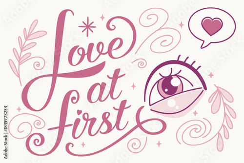 love at first sight card with a cute eye heart