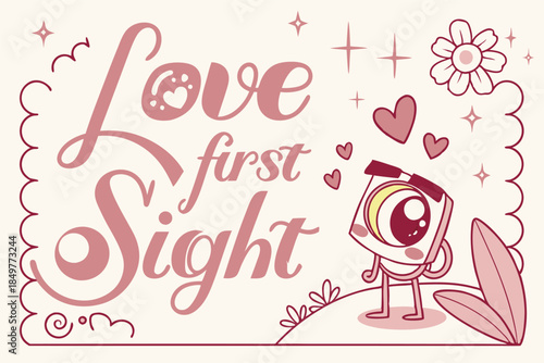 love at first sight card with a cute eye heart