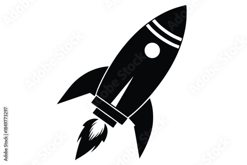 rocket silhouette line art vector illustration