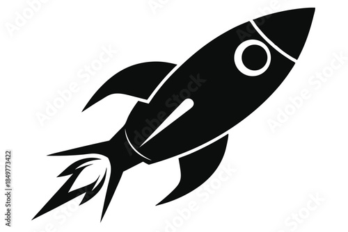 rocket silhouette line art vector illustration