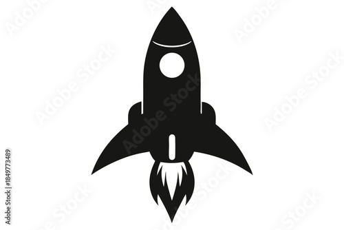 rocket silhouette line art vector illustration
