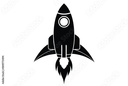 rocket silhouette line art vector illustration