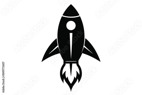 rocket silhouette line art vector illustration