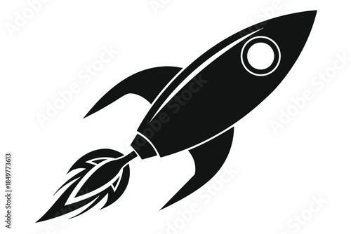 rocket silhouette line art vector illustration
