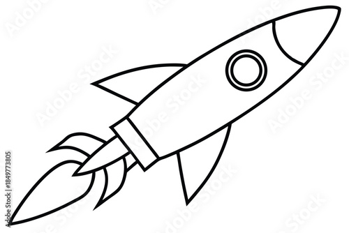 rocket silhouette line art vector illustration