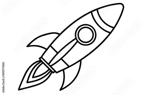 rocket silhouette line art vector illustration
