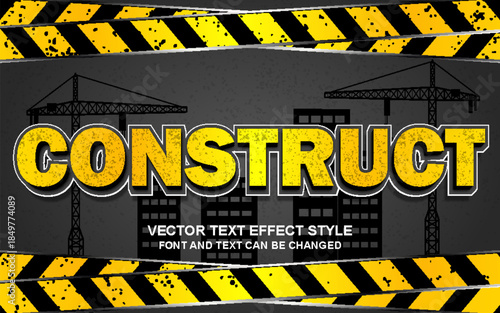 construction site industry labor worker style typography editable text effect font style template
