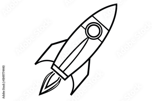 rocket silhouette line art vector illustration