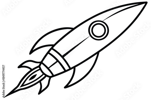 rocket silhouette line art vector illustration
