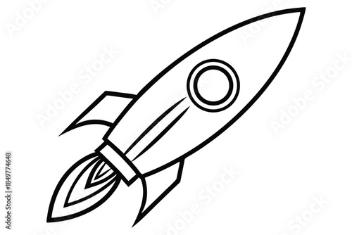 rocket silhouette line art vector illustration