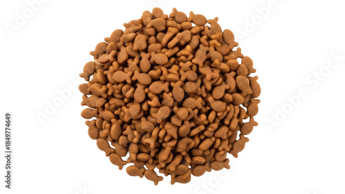 Принти на полотні Isolated pile of dry pet food for cats in shape of small fishes on seamless back