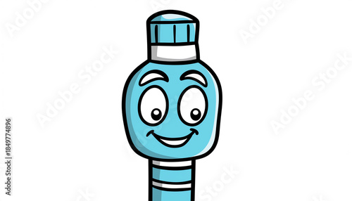 Cartoon Lip Balm Character with Smiling Face.