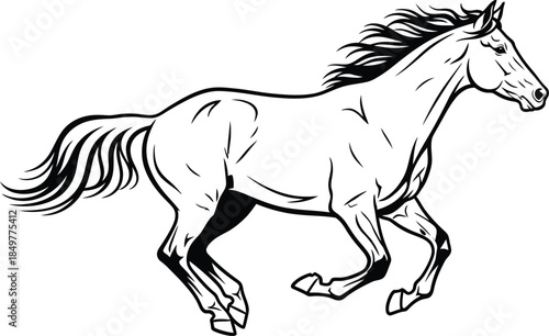 Dynamic Horse Illustration Running Free in Nature