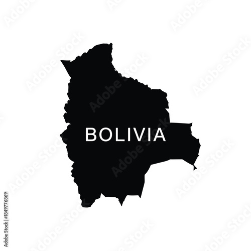 Bolivia country map silhouette illustration isolated on grey