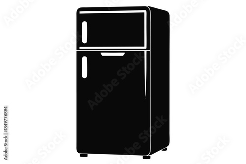 refrigerator silhouette line art vector illustration