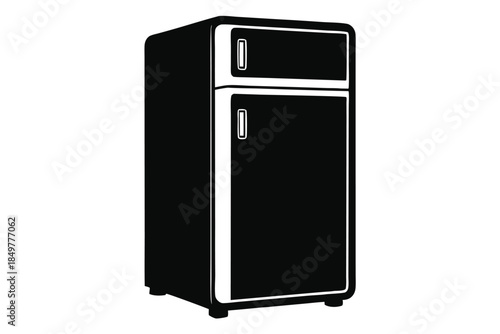 refrigerator silhouette line art vector illustration