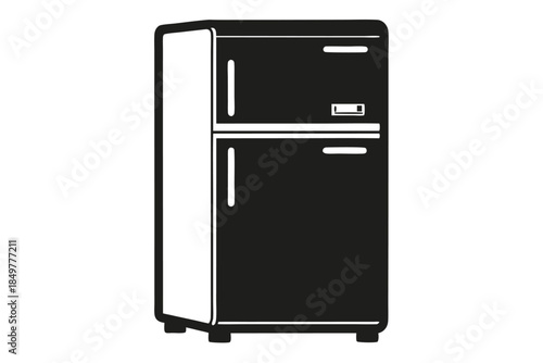 refrigerator silhouette line art vector illustration