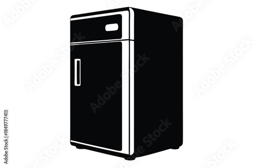 refrigerator silhouette line art vector illustration