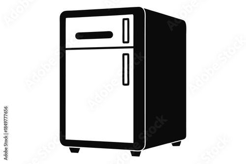 refrigerator silhouette line art vector illustration