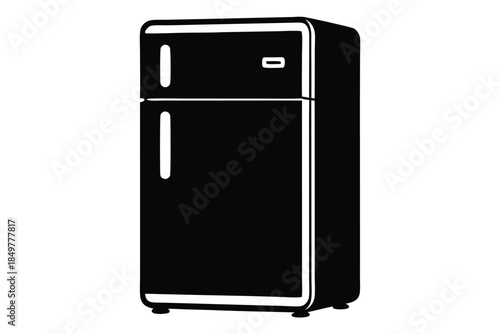refrigerator silhouette line art vector illustration