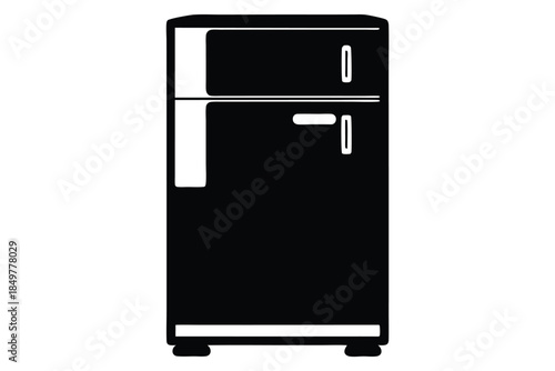 refrigerator silhouette line art vector illustration